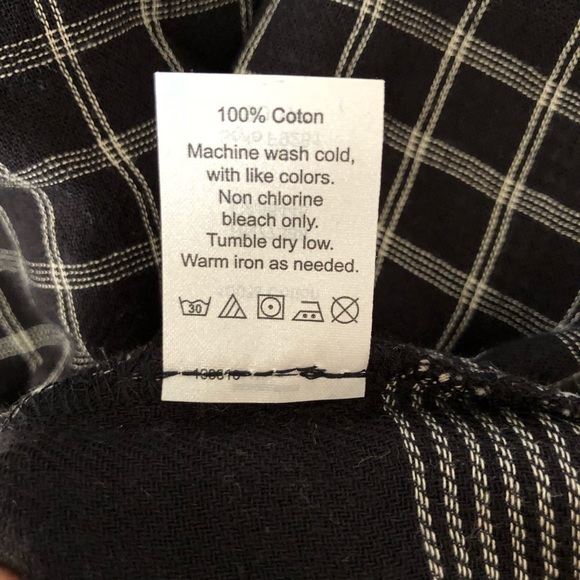 MADEWELL Off Shoulder Top Black White Plaid M L - Picture 5 of 8